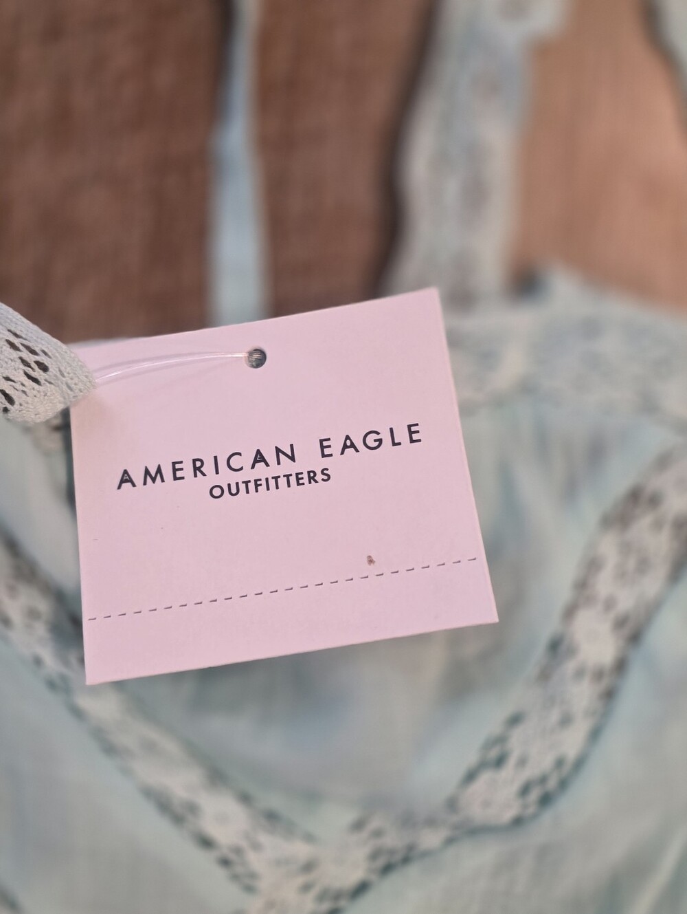 American Eagle Outfitters Mint Lace-Trim Button-Front Cropped Top. Size XL. NWT - Picture 2 of 8